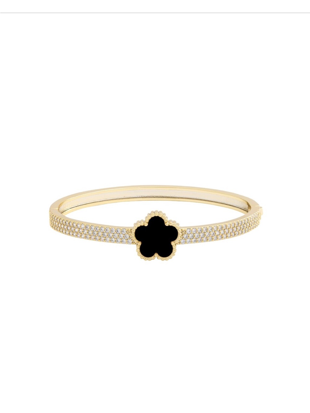 Gold-Tone Bracelet with Black Clover & Crystal Accents | New - Picture 4 of 4